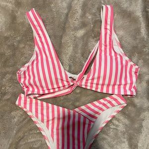 High Leg Pink&White SHEIN Bikini Size M